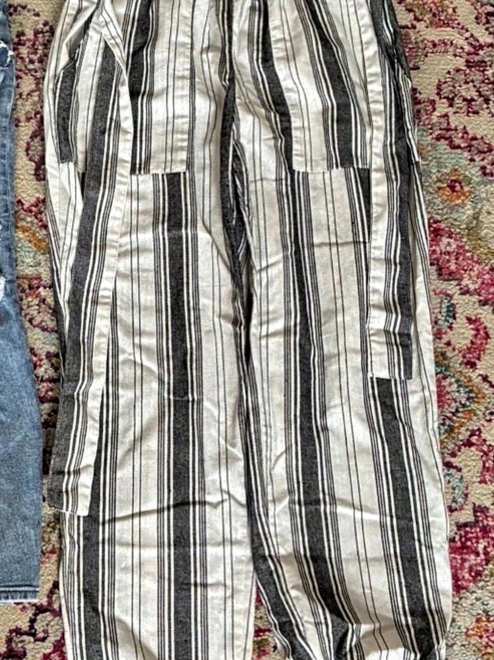 Striped Wide Leg Pants in White & Black